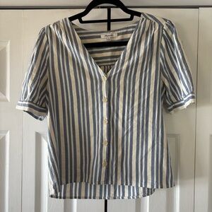 Blue and White Striped Button-Up Top, Madewell